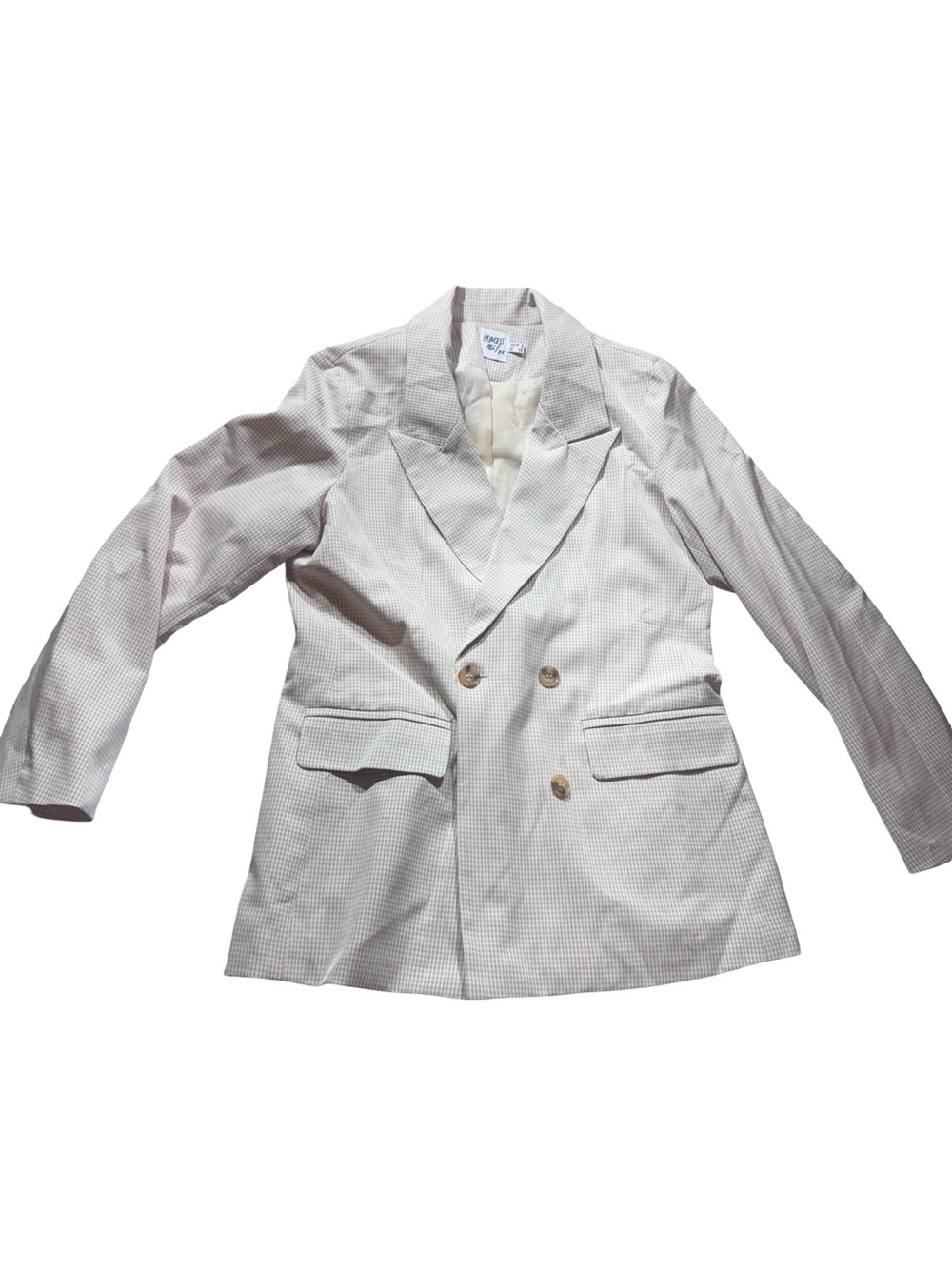 Princess Polly Beige Check Tailored Blazer